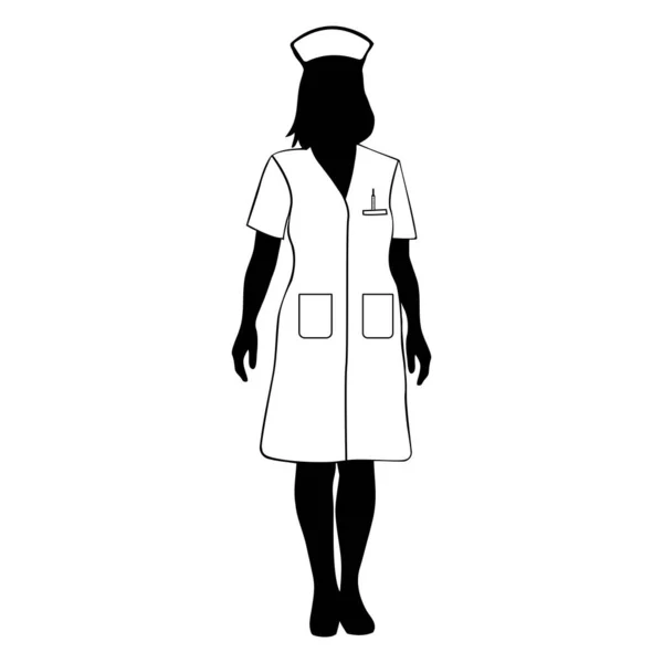 Vrouwelijke Verpleegster Silhouet Vectorillustratie — Stockvector