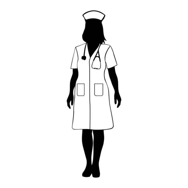 Silueta Enfermera Ilustración Vectorial — Vector de stock
