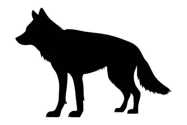 Wolf Siluett Isolerad Vit Bakgrund Vektorillustration — Stock vektor