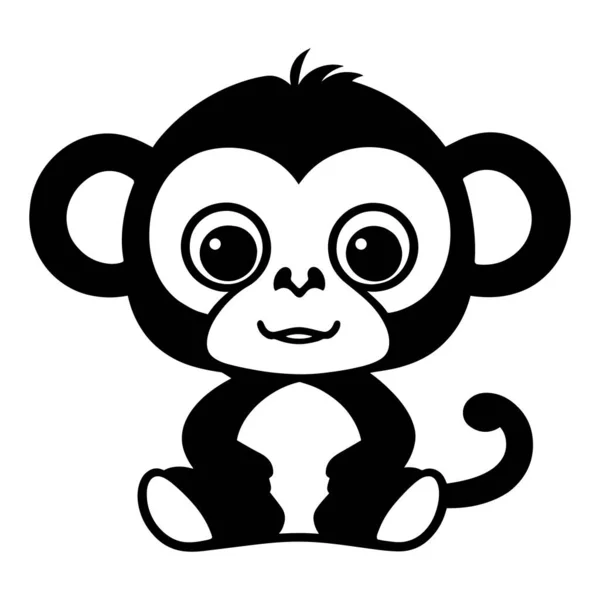 Χαριτωμένη Μαϊμού Απομονωμένη Λευκό Φόντο Επίπεδη Διανυσματική Απεικόνιση — Διανυσματικό Αρχείο