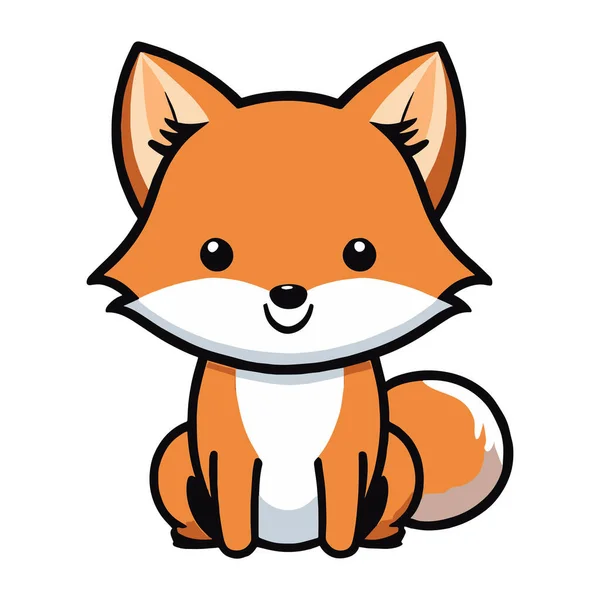 Cute Fox Isolated White Background Flat Vector Illustration — Stock Vector
