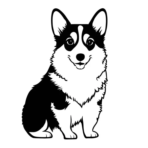 Cute Corgi Dog Isolated White Background Flat Vector Illustration — Stock Vector