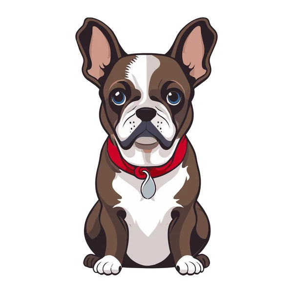 Bulldog Français Isolé Sur Fond Blanc Illustration Vectorielle Plate — Image vectorielle