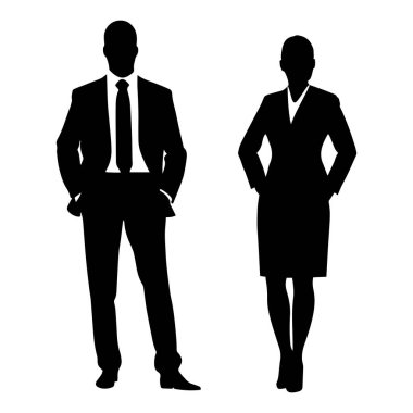 İş adamı ve iş kadını silueti. Vektör illüstrasyonu