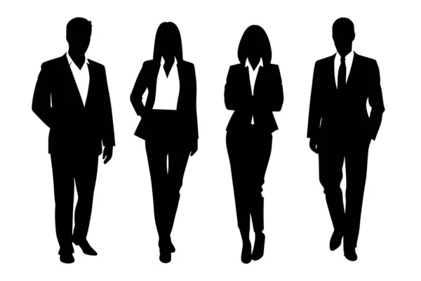 Business Team Silhouette Businessmen Businesswomen Business Group Vector Illustration — Stock Vector