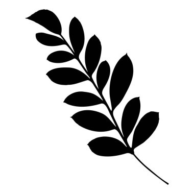 Yaprakları siluetli dal. Vektör illüstrasyonu