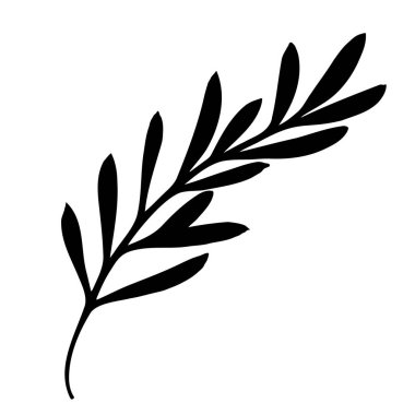 Yaprakları siluetli dal. Vektör illüstrasyonu