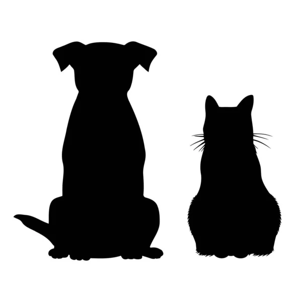 Pies Kot Siedzą Razem Ilustracja Wektora — Wektor stockowy