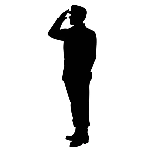 Soldato Dell Esercito Che Silhouette Saluto Illustrazione Vettoriale — Vettoriale Stock