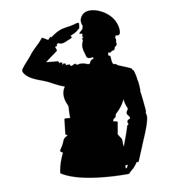 Asker Kadın Silueti Selamlıyor Vektör Illüstrasyonu — Stok Vektör