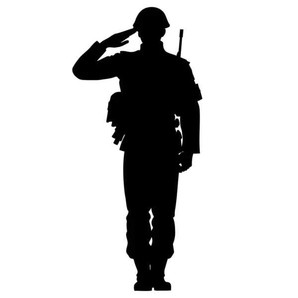Солдат Військової Армії Вітає Силует Векторні Ілюстрації — стоковий вектор