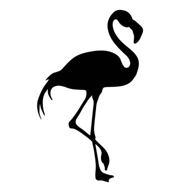 Flamingo yürüyen siluet izole edildi. Vektör illüstrasyonu
