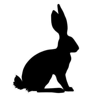Tavşan siluetinde oturuyor. Vektör illüstrasyonu