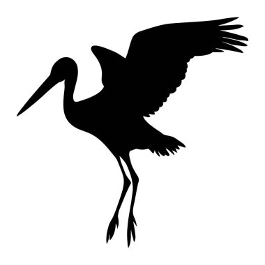 Leylek silueti. Vektör illüstrasyonu