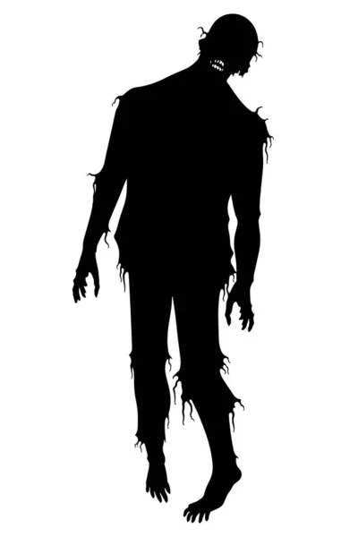 Halloween Zombie Silueta Caminante Ilustración Vectorial — Vector de stock