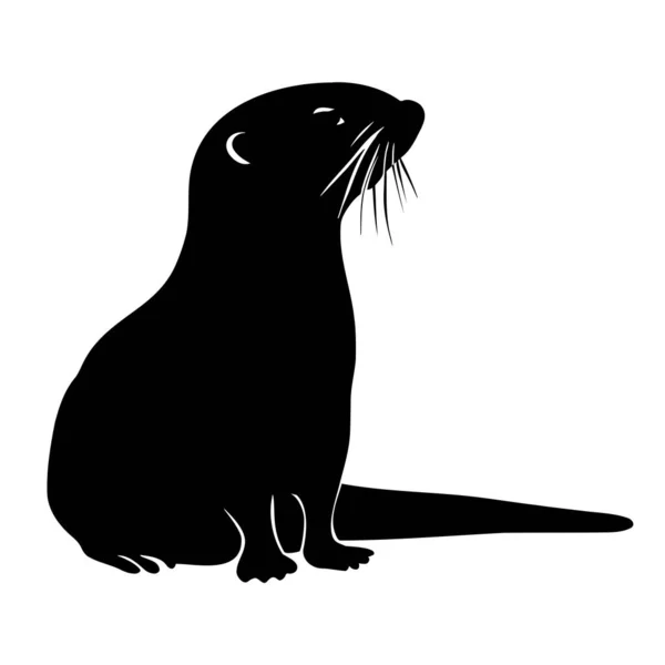 Otter Silhouet Geïsoleerd Vectorillustratie — Stockvector