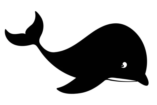 Cute Whale Silhouette Isolated Vector Illustration — Stock Vector