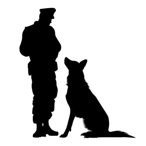 Поліцейський Німецька Вівчарка Силует Собаки Векторна Ілюстрація — стоковий вектор