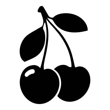 Silüet ikonlu kirazlar izole edilmiş. Vektör illüstrasyonu