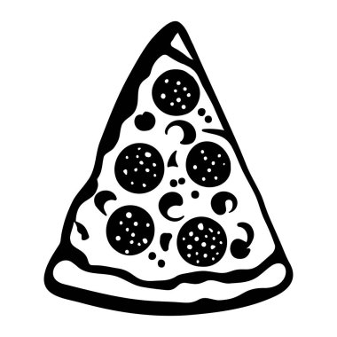 Pizza dilimi siluet simgesi izole edildi. Vektör illüstrasyonu