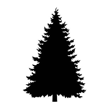 Çam ağacı silueti. Vektör illüstrasyonu
