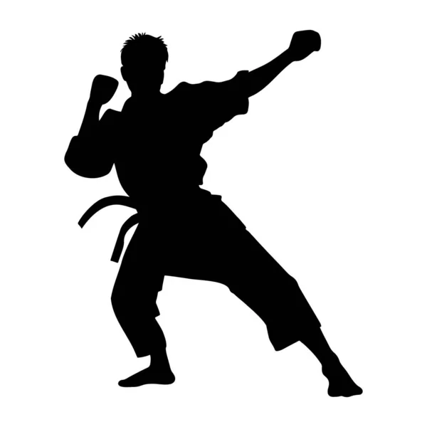 Karate Man Fighter Silhouette Vector Illustration — Stock Vector