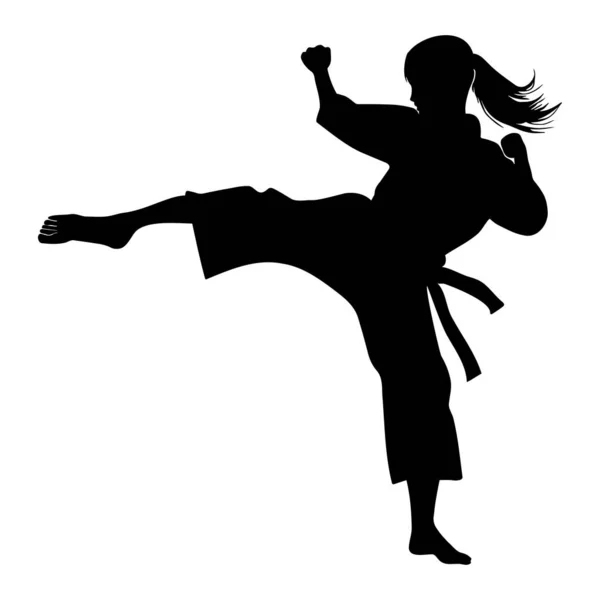 Sylwetka Wojowniczki Karate Ilustracja Wektora — Wektor stockowy