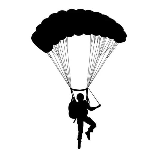 Skydiver Voando Com Silhueta Paraquedas Ilustração Vetorial — Vetor de Stock