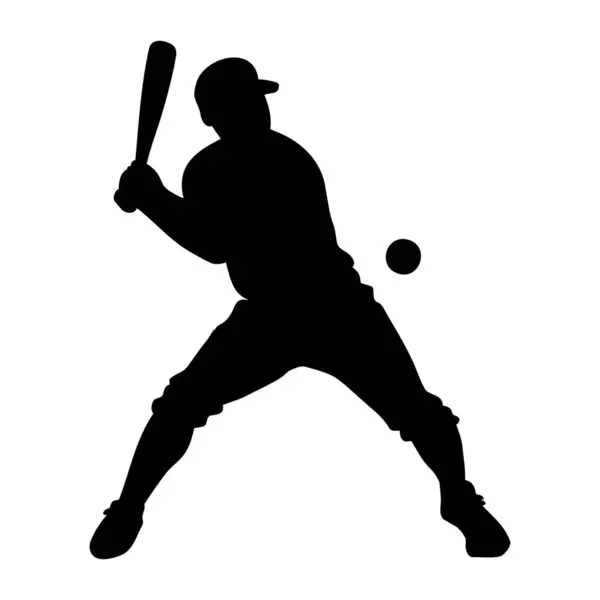 Baseballspieler Silhouette Vektorillustration — Stockvektor