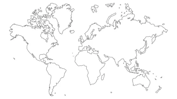 Zarys Mapy Świata Ilustracja Wektora — Wektor stockowy
