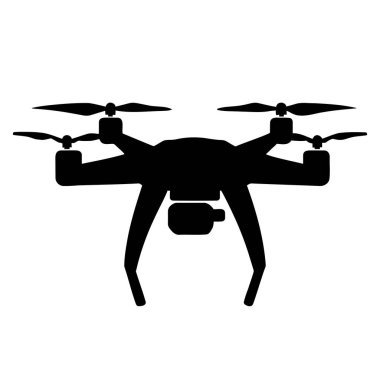 Drone siluet simgesi. Vektör illüstrasyonu
