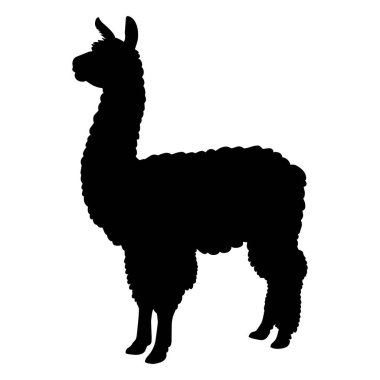 Alpaca siluet simgesi. Vektör illüstrasyonu