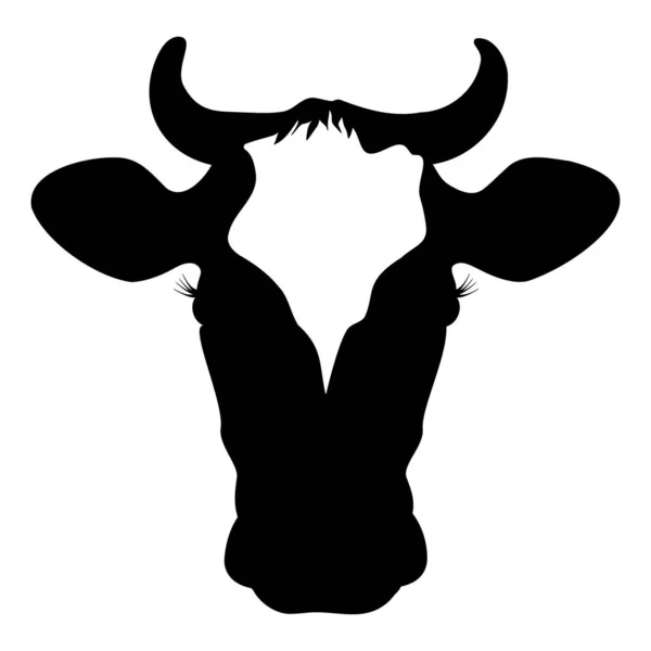 Vache Tête Silhouette Icône Symbole Illustration Vectorielle — Image vectorielle