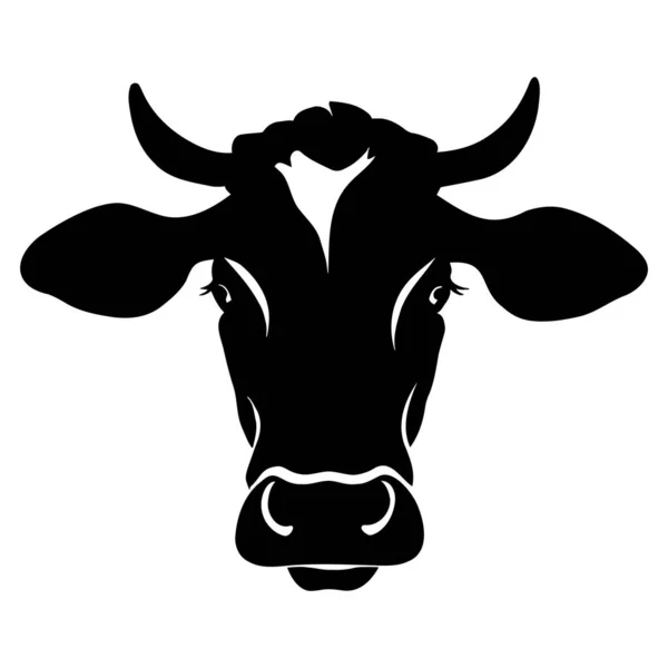 Vache Tête Silhouette Icône Symbole Illustration Vectorielle — Image vectorielle