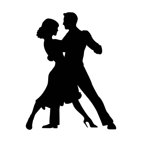 Couple Dancing Silhouette Vector Illustration — Stock Vector