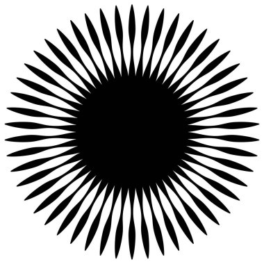 Patlayan güneş ışınları simgesi. Radyal günbatımı ışınları. Vektör illüstrasyonu