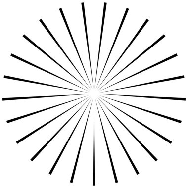 Güneş patlaması ışınları, radyal ışınlar daire tasarım elementi. Vektör illüstrasyonu