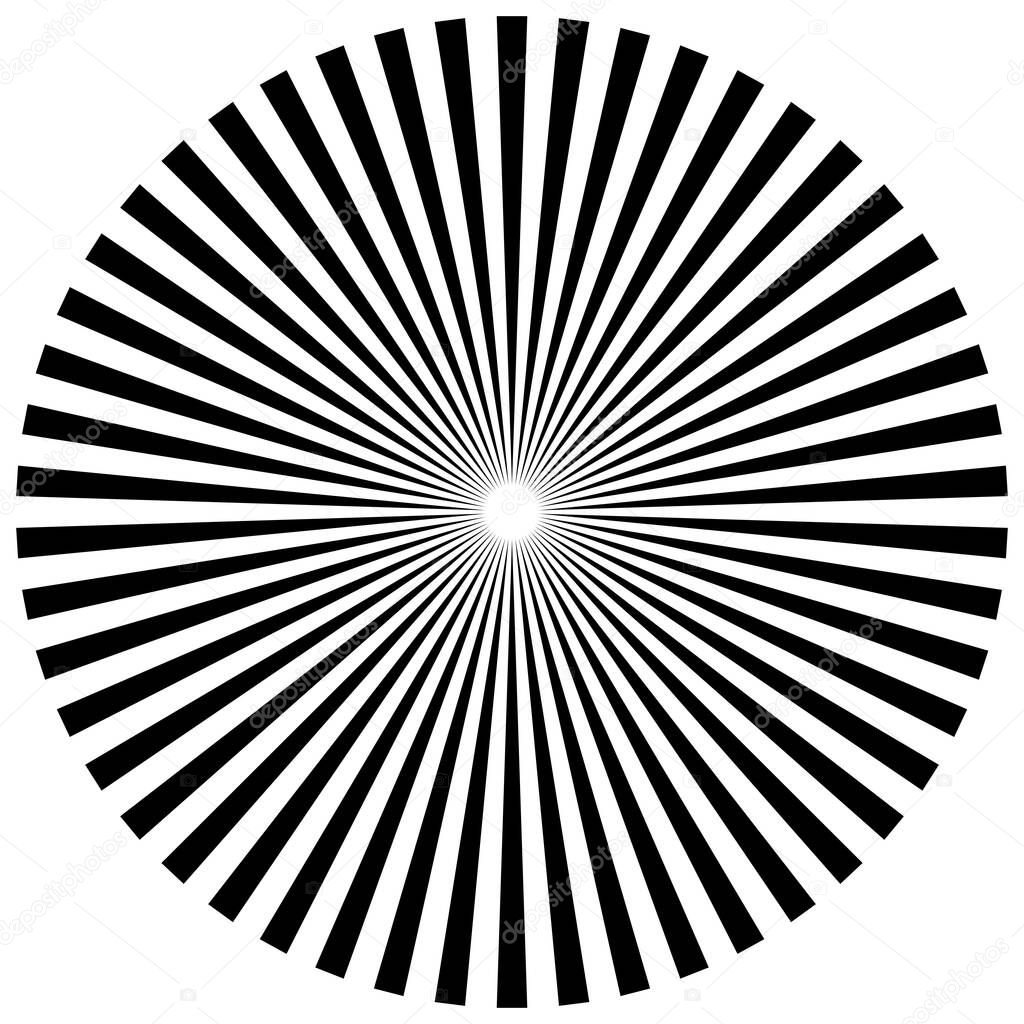 Sunburst starburst Rays, radial beams circle design element. Vector illustration