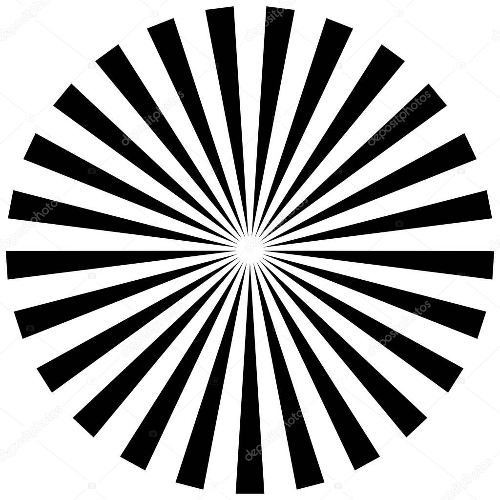 Sunburst starburst Rays, radial beams circle design element. Vector illustration