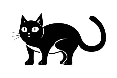 Şişko kedi silueti. Çizgi film vektör illüstrasyonu