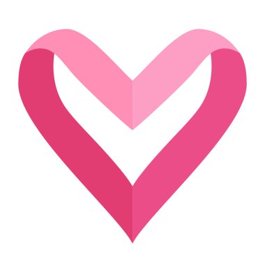 Pembe kurdele kalp şekli sembolü. vektör illüstrasyonu