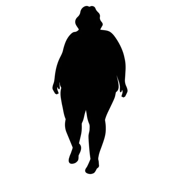 Símbolo Ícone Silhueta Feminina Obese Size Ilustração Vetorial — Vetor de Stock