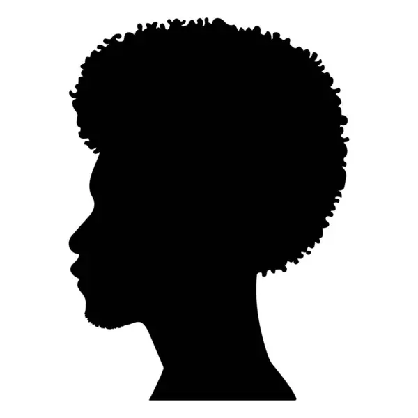 アフリカ系アメリカ人のヘッドプロフィールシルエット ベクトルイラスト — ストックベクタ