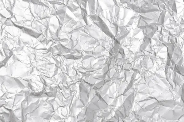 Silber Zerknüllt Papier Textur Hintergrund Vollständiger Rahmen — Stockfoto