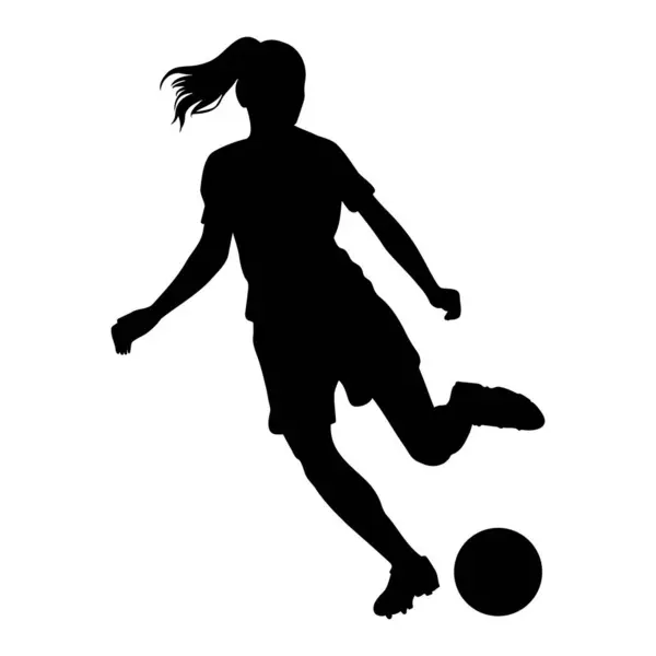 Sílhueta Jogador Futebol Feminino Ilustração Vetorial — Vetor de Stock