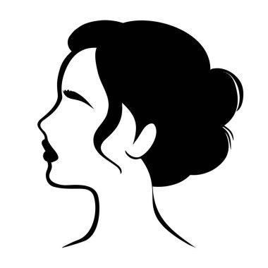 Güzellik saç stili kadın logo simgesine bakıyor. Vektör illüstrasyonu