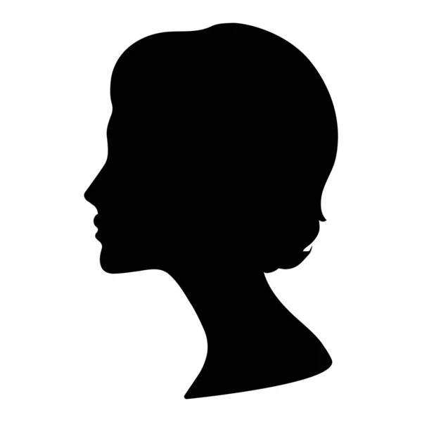女性はサイドシルエットアバターに顔を向ける ベクトルイラスト — ストックベクタ