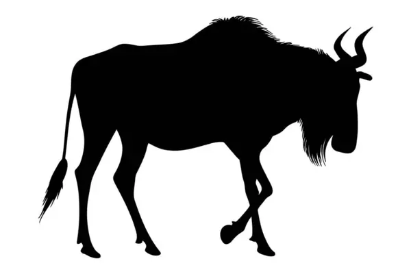Wildebeest Silueta Vektorová Ilustrace — Stockový vektor