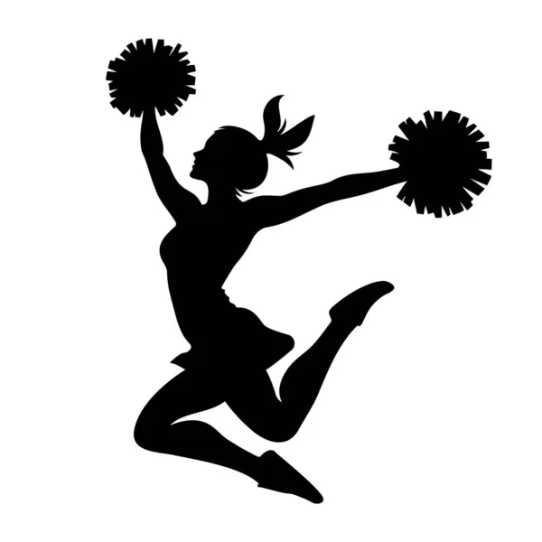Cheerleader Melompat Siluet Ilustrasi Vektor - Stok Vektor