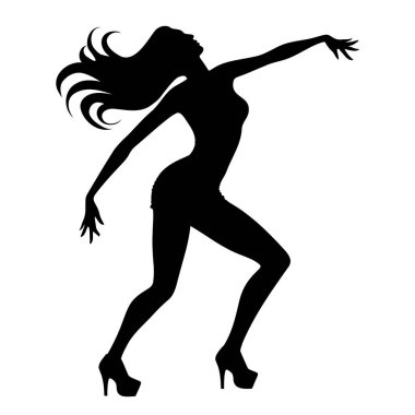 Seksi dansçı kadın silueti. Vektör illüstrasyonu